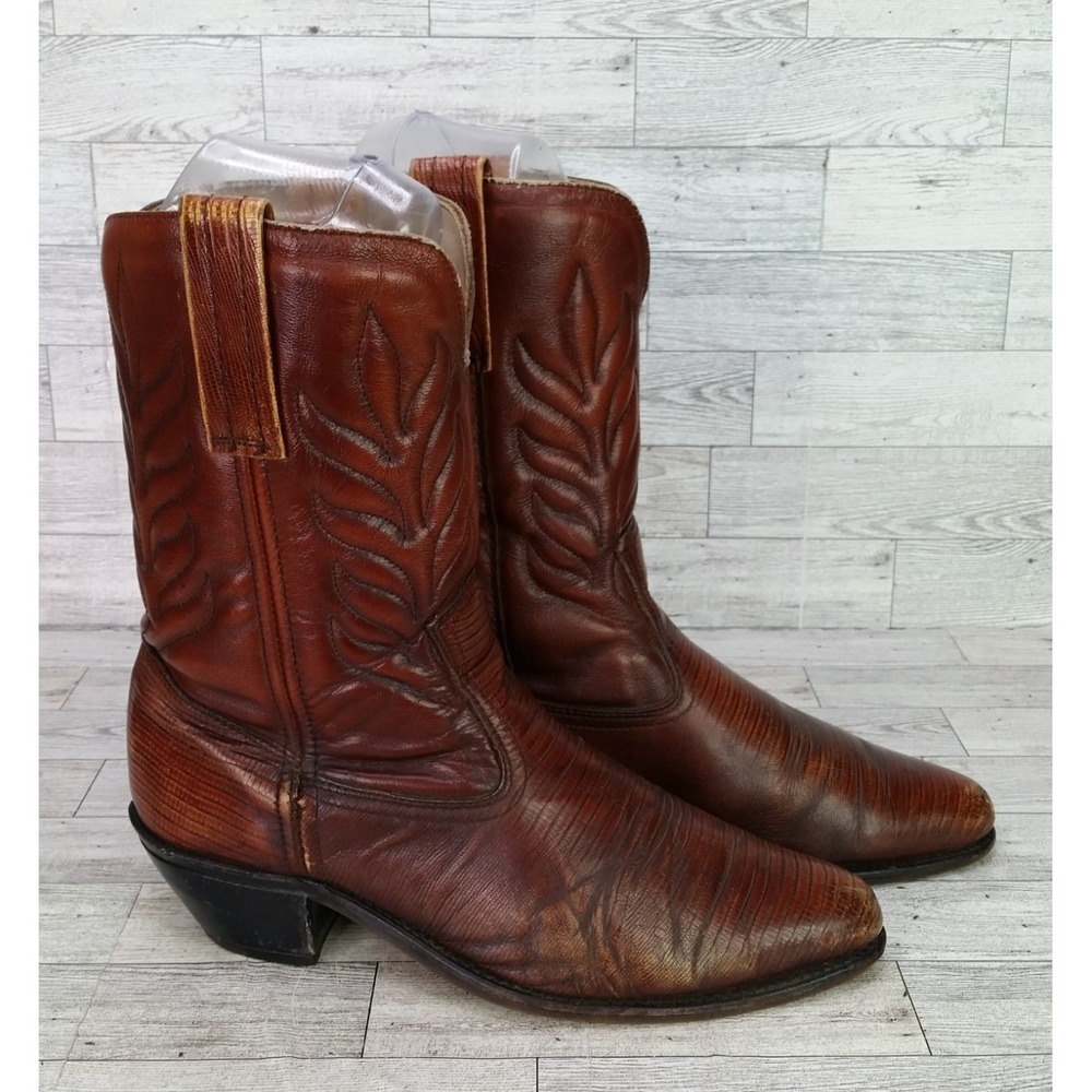 Vintage DEXTER Cowboy Boots Brown Leather Made in USA Style W746-2 Mens Size 10